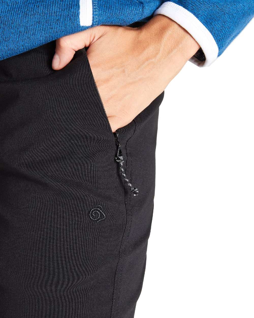 Black Coloured Craghoppers Womens Kiwi Pro II Trousers On A White Background