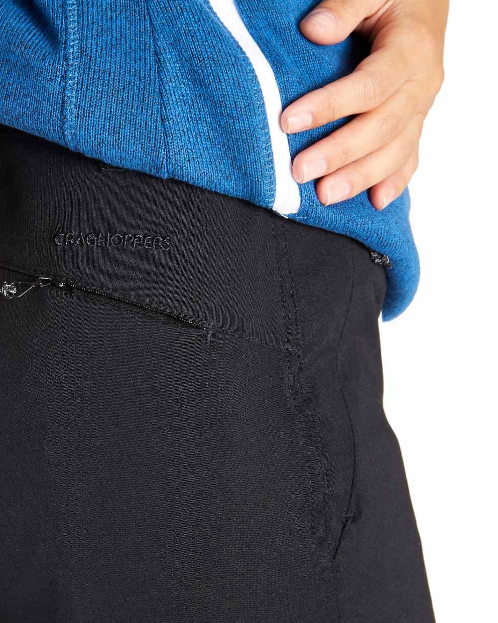 Black Coloured Craghoppers Womens Kiwi Pro II Trousers On A White Background