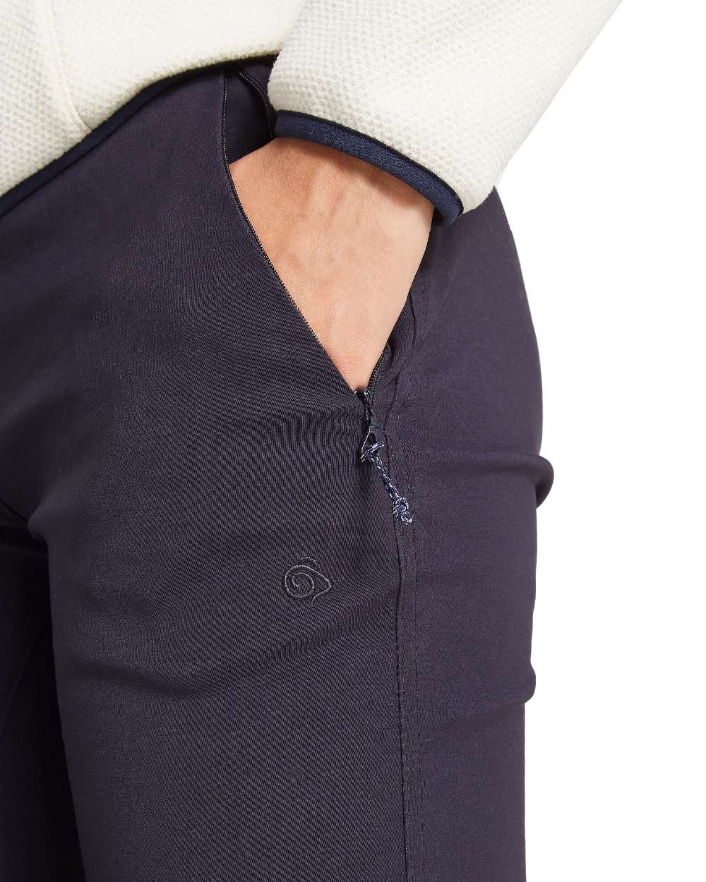 Dark Navy Coloured Craghoppers Womens Kiwi Pro II Trousers On A White Background