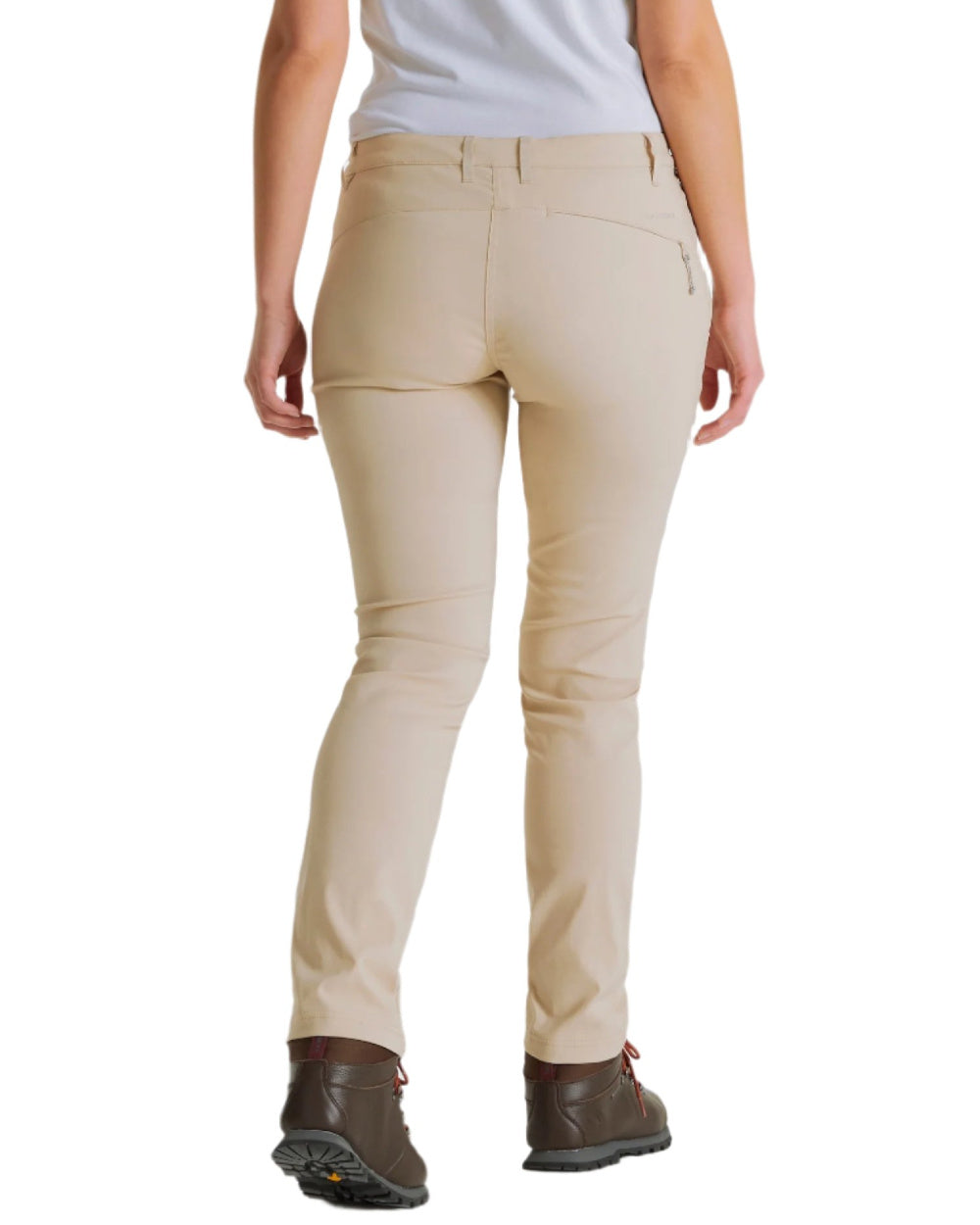 Desert Sand Coloured Craghoppers Womens Kiwi Pro II Trousers On A White Background