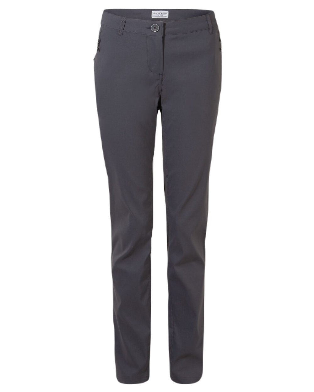 Graphite Coloured Craghoppers Womens Kiwi Pro II Trousers On A White Background