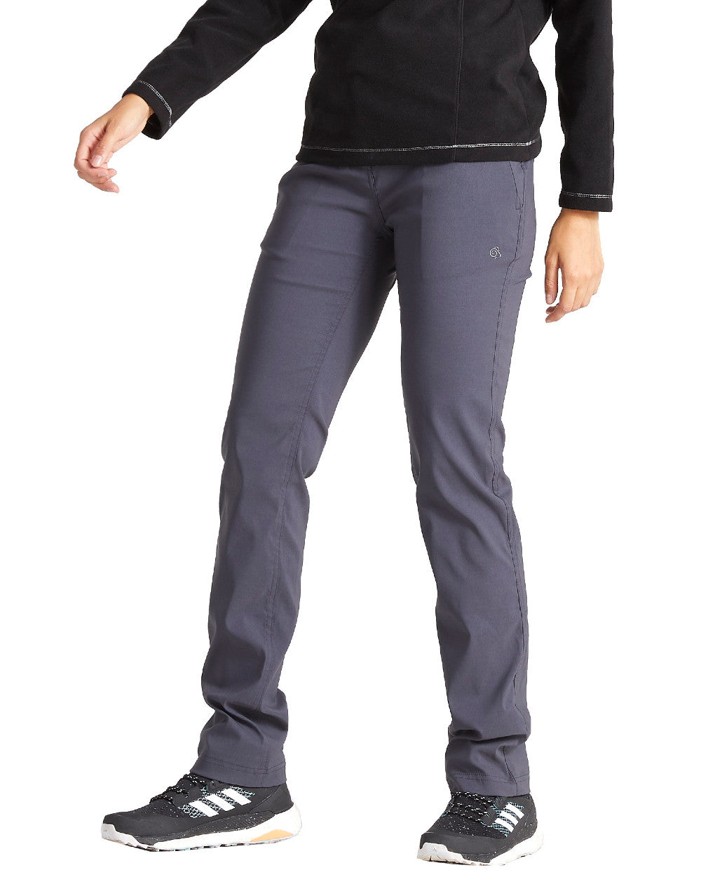 Graphite Coloured Craghoppers Womens Kiwi Pro II Trousers On A White Background