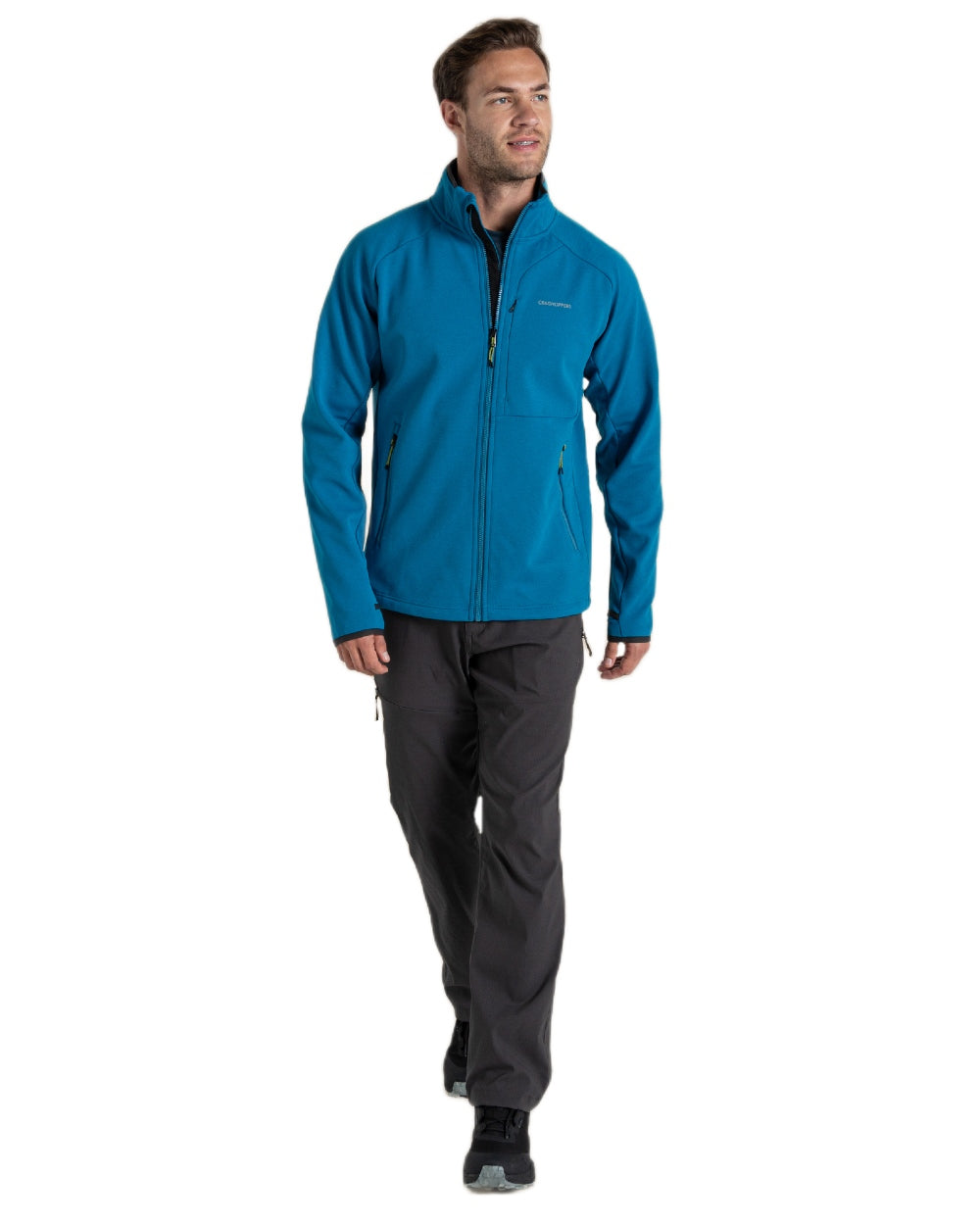 Ocean Teal Coloured Craghoppers Mens Dynamic Pro Full Zip Fleece Jacket on White Background