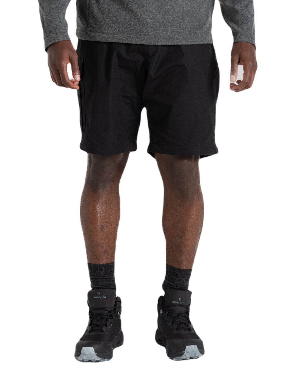 Black Coloured Craghoppers Mens Kiwi Convertible Trousers On A White Background