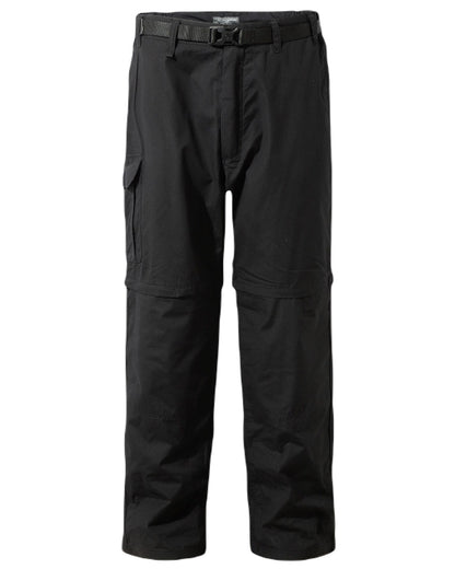 Black Coloured Craghoppers Mens Kiwi Convertible Trousers On A White Background 