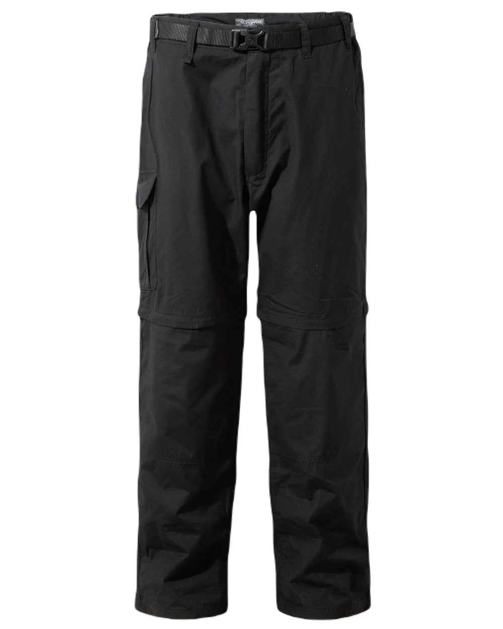 Black Coloured Craghoppers Mens Kiwi Convertible Trousers On A White Background
