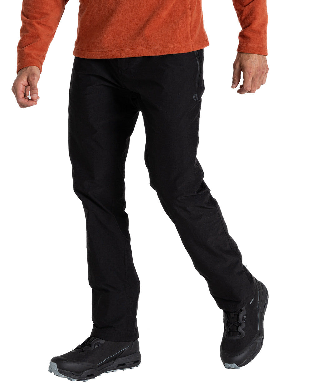 Black Coloured Craghoppers Mens Kiwi Pro II Waterproof Trousers On A White Background