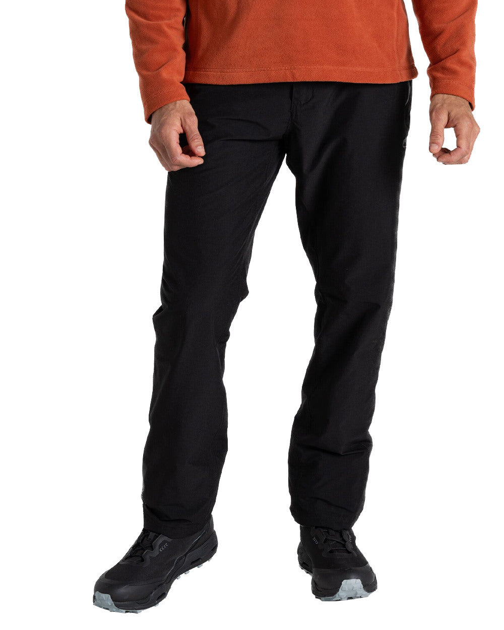 Black Coloured Craghoppers Mens Kiwi Pro II Waterproof Trousers On A White Background