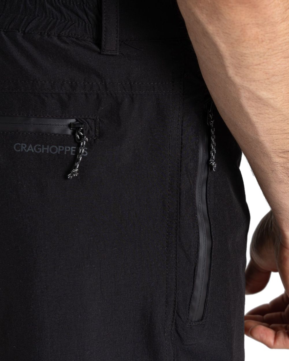 Black Coloured Craghoppers Mens Kiwi Pro II Waterproof Trousers On A White Background