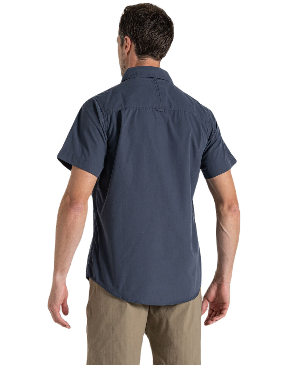 Ombre Blue Coloured Craghoppers Mens Kiwi Short Sleeved Shirt On A White Background