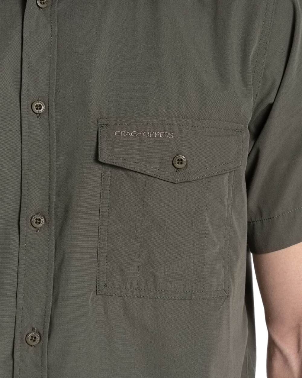 Cedar Coloured Craghoppers Mens Kiwi Short Sleeved Shirt On A White Background