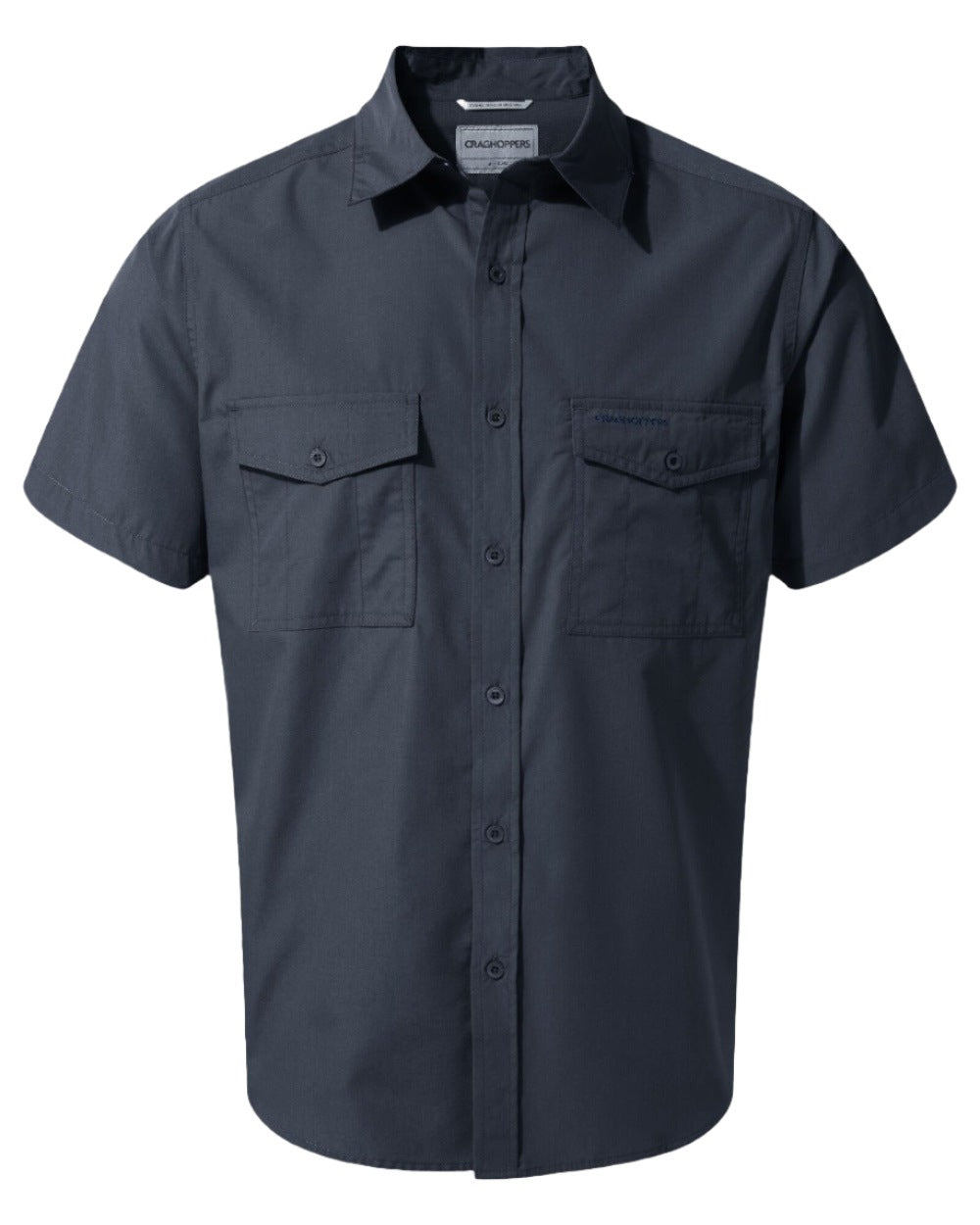 Ombre Blue Coloured Craghoppers Mens Kiwi Short Sleeved Shirt On A White Background