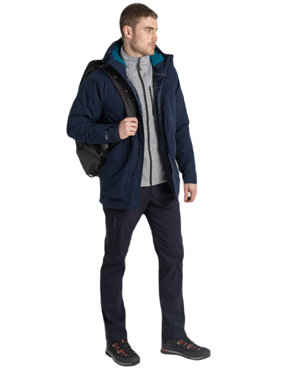 Blue Navy/Lagoon Blue Coloured Craghoppers Mens Lorton Thermic Jacket On A White Background 
