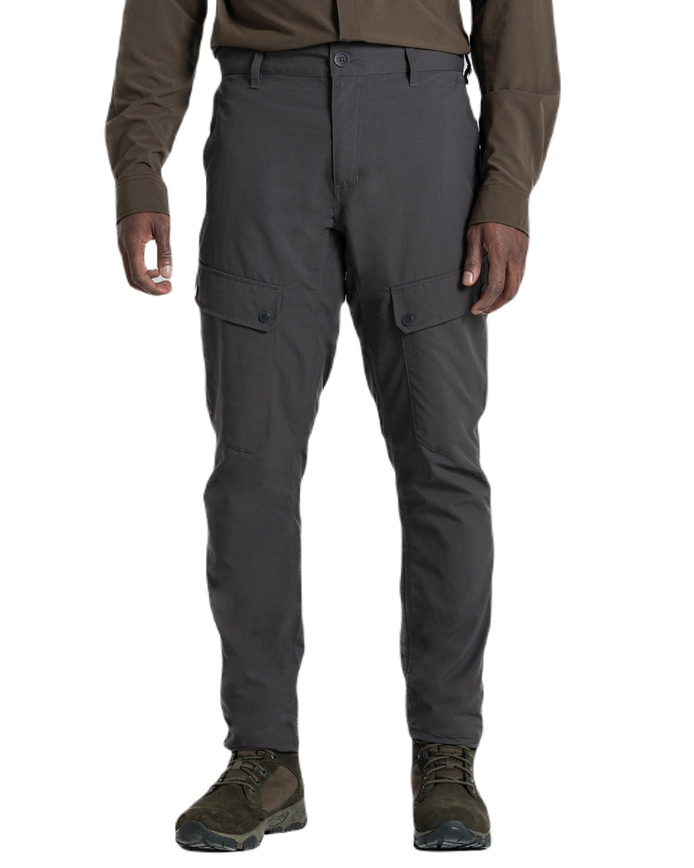 Black Pepper Coloured Craghoppers Mens NosiLife Adventure Trousers On A White Background 