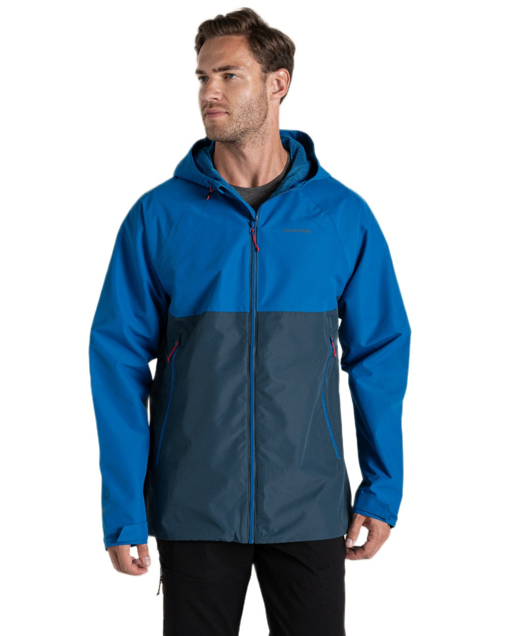 Fresh Blue Stone Coloured Craghoppers Mens Osuna Waterproof Jacket on White Background