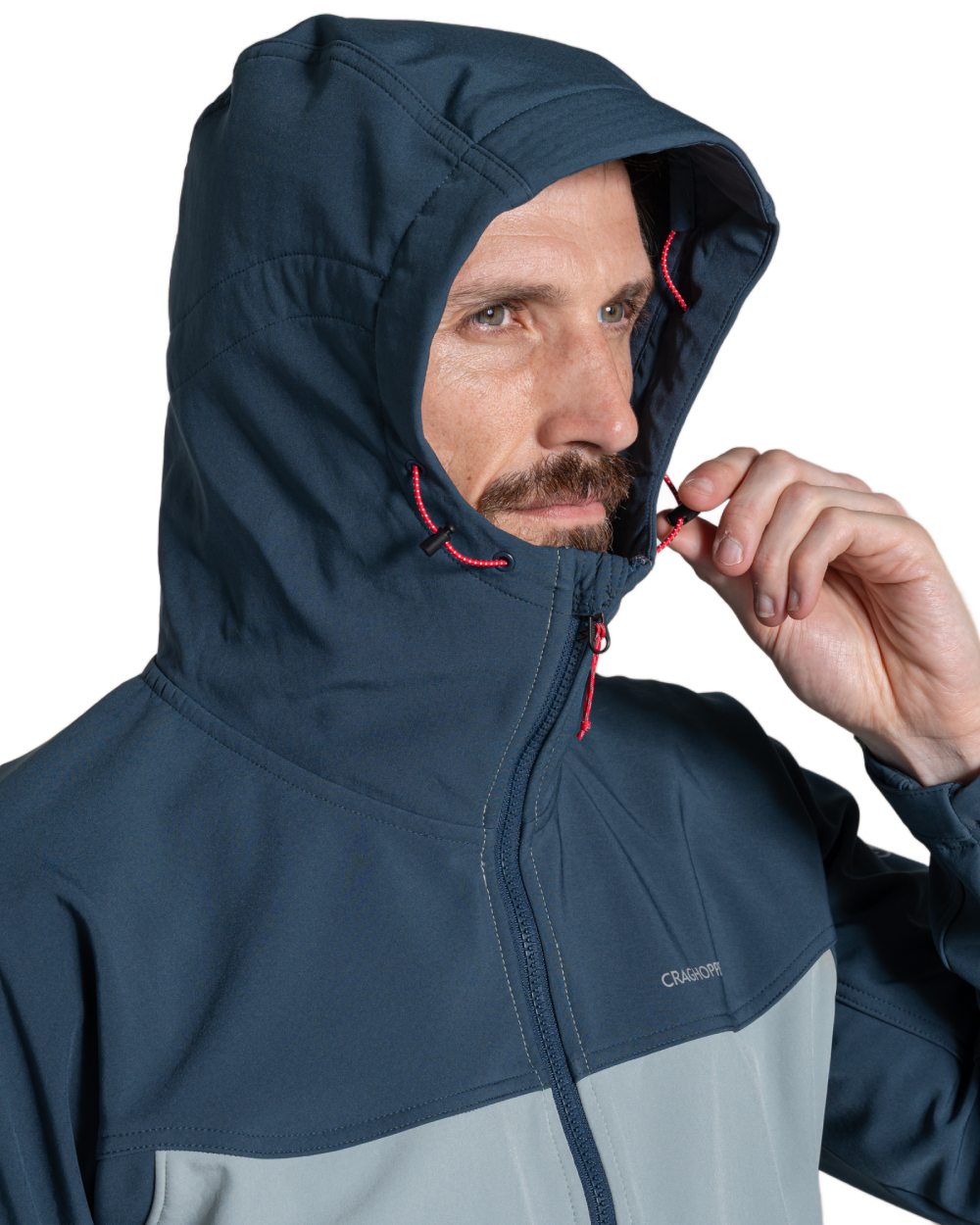 Blue Stone Soft SageColoured Craghoppers Mens Seer Hooded Jacket on White Background