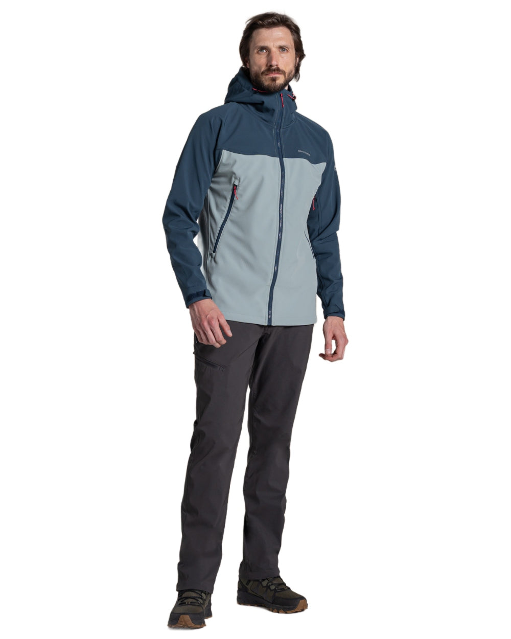 Blue Stone Soft SageColoured Craghoppers Mens Seer Hooded Jacket on White Background