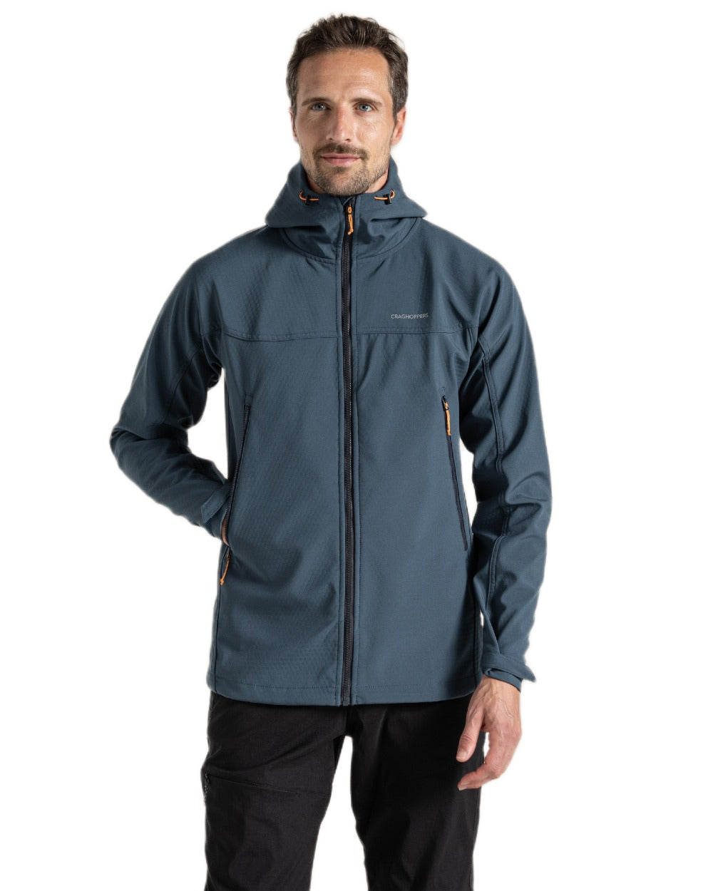 Blue Stone Coloured Craghoppers Mens Seer Hooded Jacket on White Background