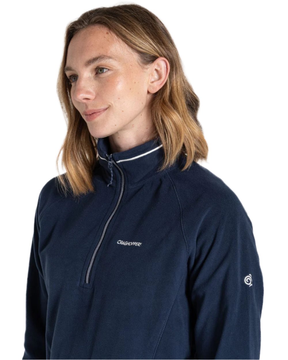 Blue Navy Coloured Craghoppers Womens Miska Half-Zip Fleece On A White Background