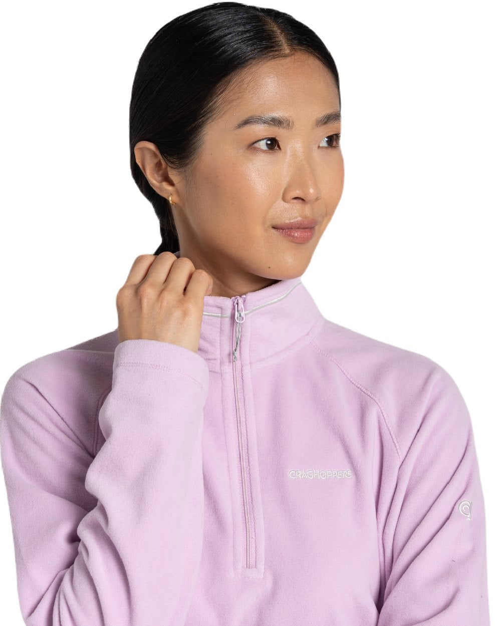 Orchid Coloured Craghoppers Womens Miska Half-Zip Fleece On A White Background