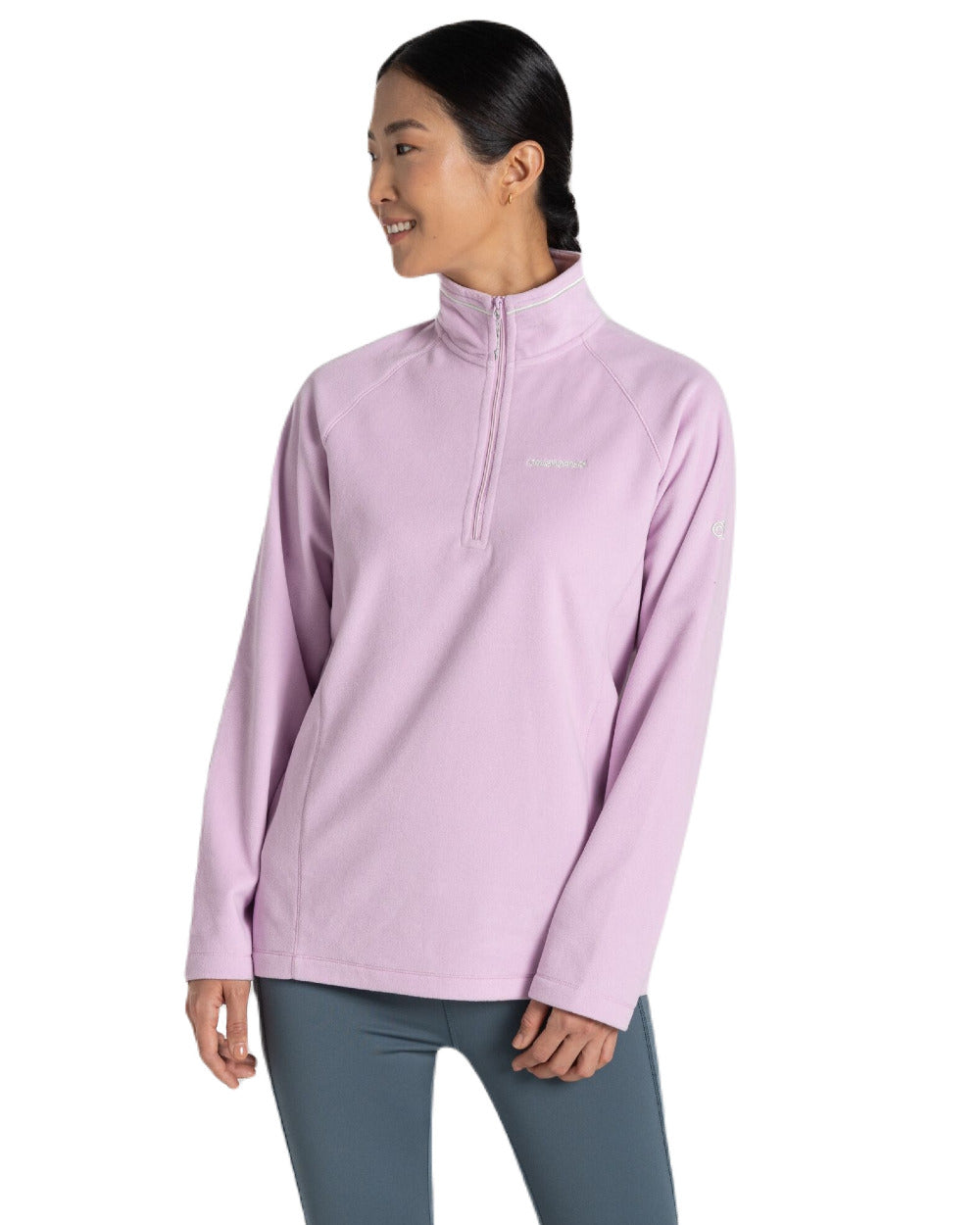 Orchid Coloured Craghoppers Womens Miska Half-Zip Fleece On A White Background