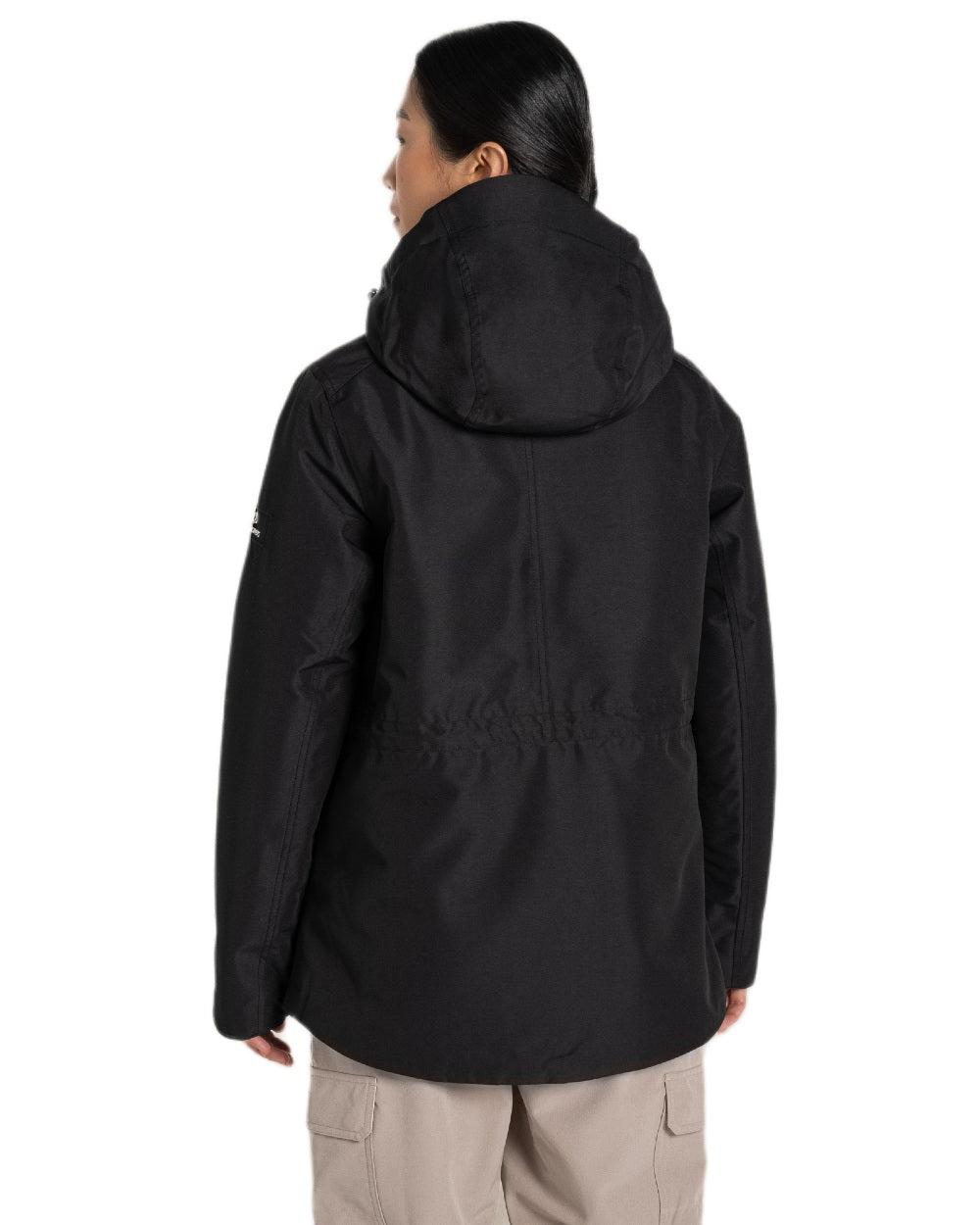 Black Coloured Craghoppers Womens CO2 Renu Sally Waterproof Jacket on White Background
