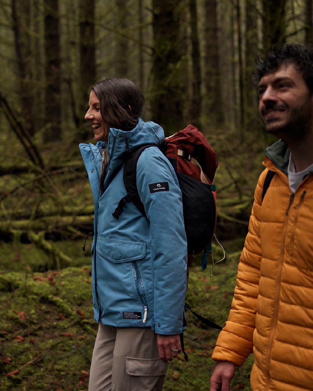 Light Denim Coloured Craghoppers Womens CO2 Renu Sally Waterproof Jacket on Outdoor Background