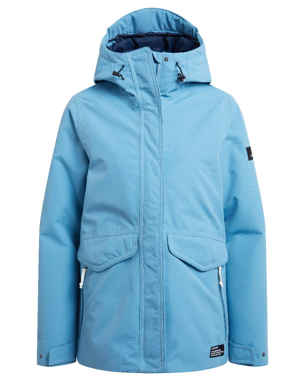 Light Denim Coloured Craghoppers Womens CO2 Renu Sally Waterproof Jacket on White Background