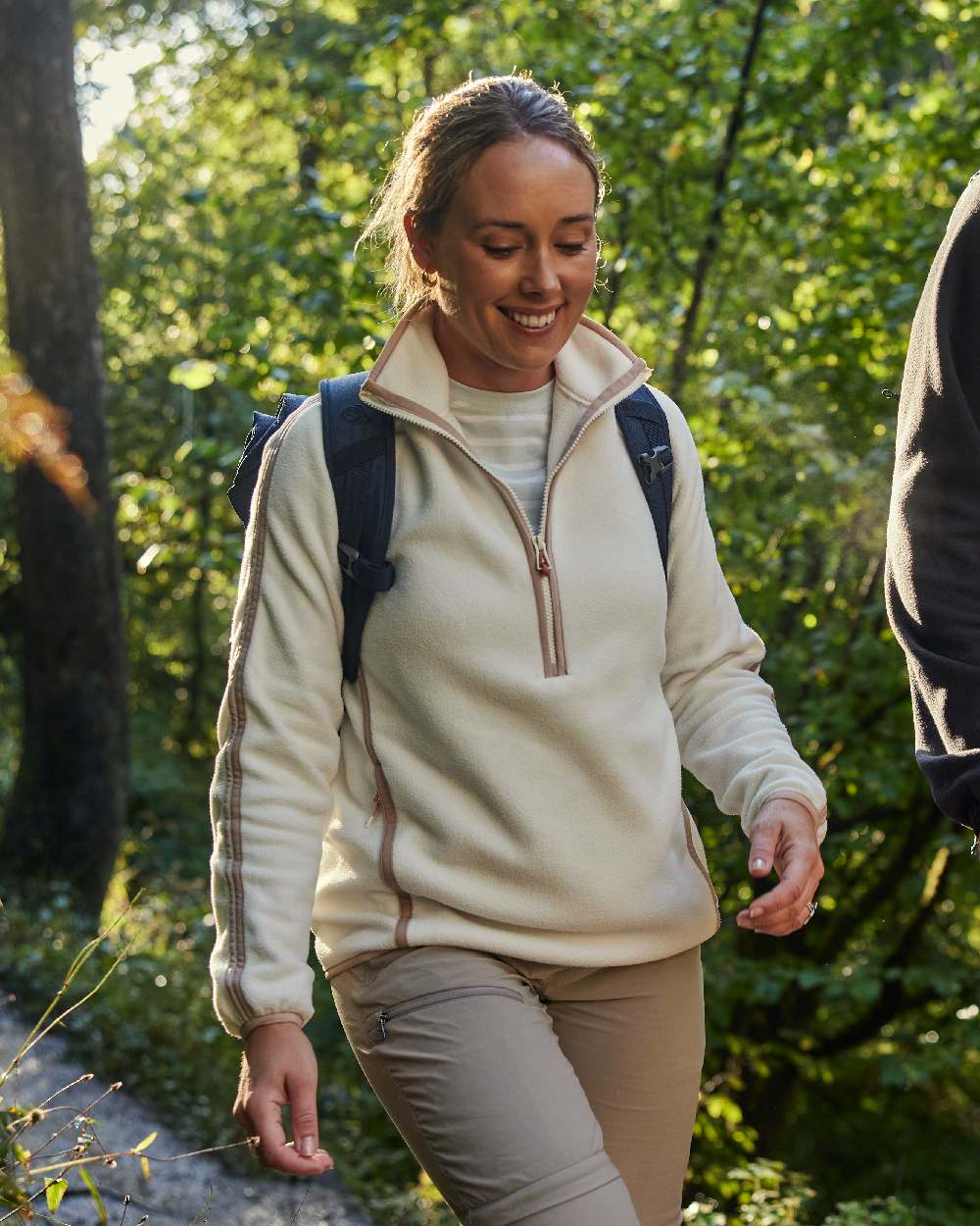 Calico Coloured Craghoppers Womens CO2Renu II Half Zip Fleece Jacket on Outdoor Background