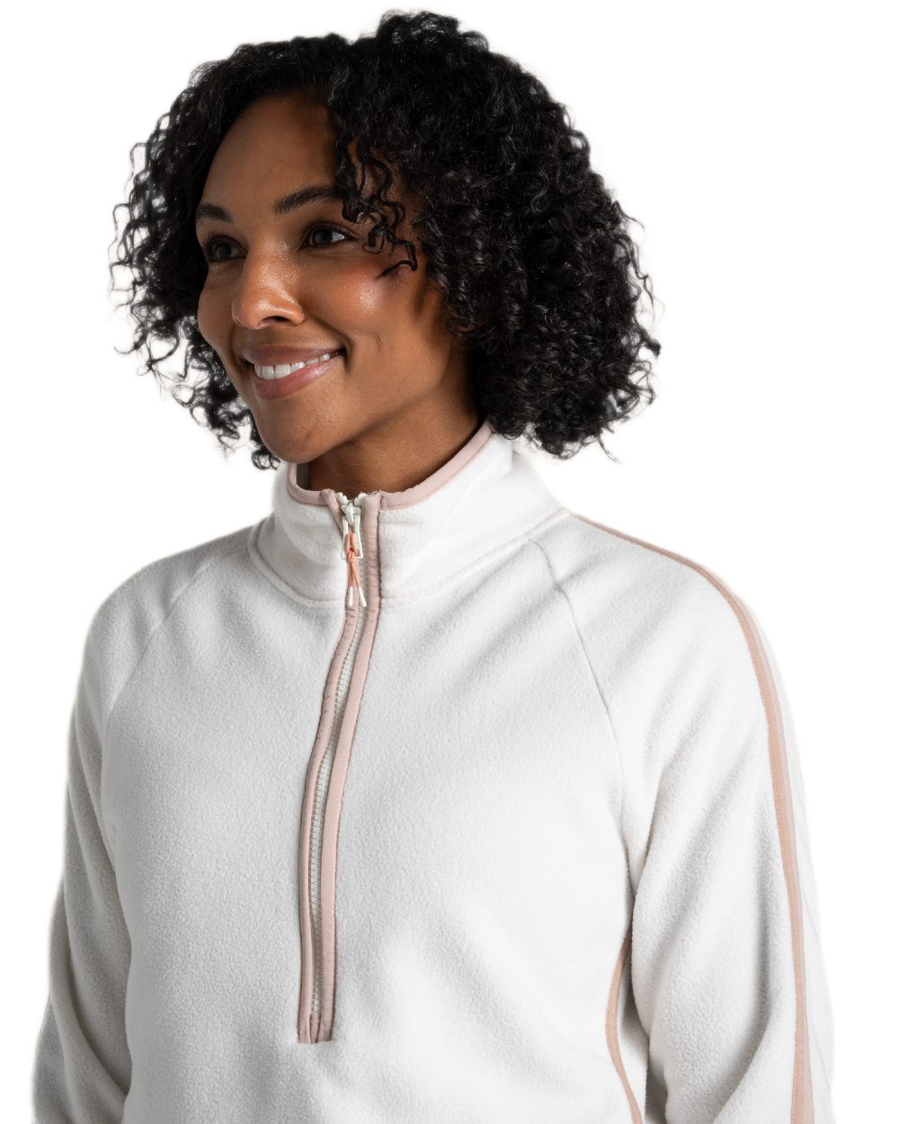 Calico Coloured Craghoppers Womens CO2Renu II Half Zip Fleece Jacket on White Background
