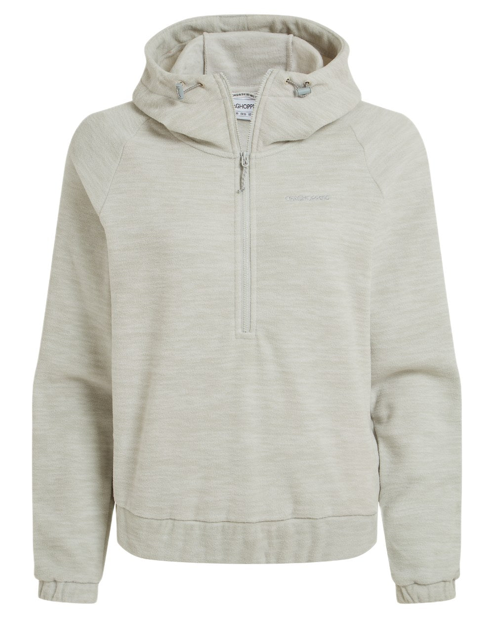 Lunar Grey Coloured Craghoppers Womens Esk Hooded Half Zip Fleece on White Background