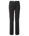 Black Coloured Craghoppers Womens Kiwi Pro II Convertible Trousers On A White Background #colour_black