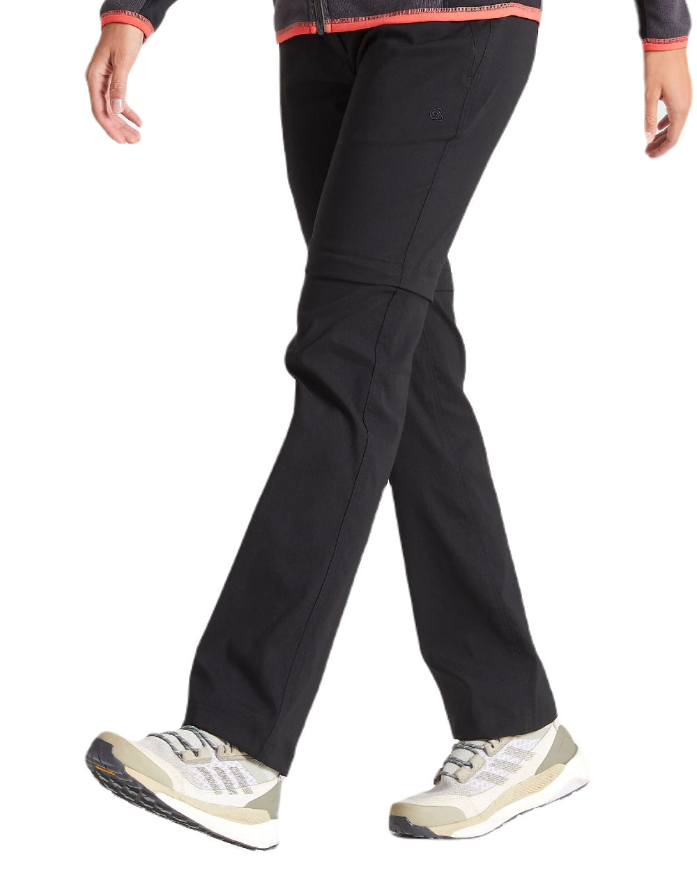 Black Coloured Craghoppers Womens Kiwi Pro II Convertible Trousers On A White Background