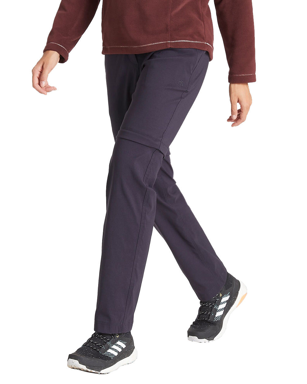 Dark Navy Coloured Craghoppers Womens Kiwi Pro II Convertible Trousers On A White Background