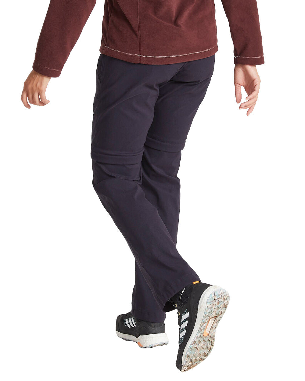 Dark Navy Coloured Craghoppers Womens Kiwi Pro II Convertible Trousers On A White Background
