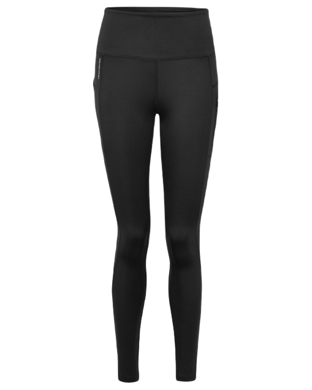 Black Coloured Craghoppers Womens Kiwi Pro Leggings On A White Background