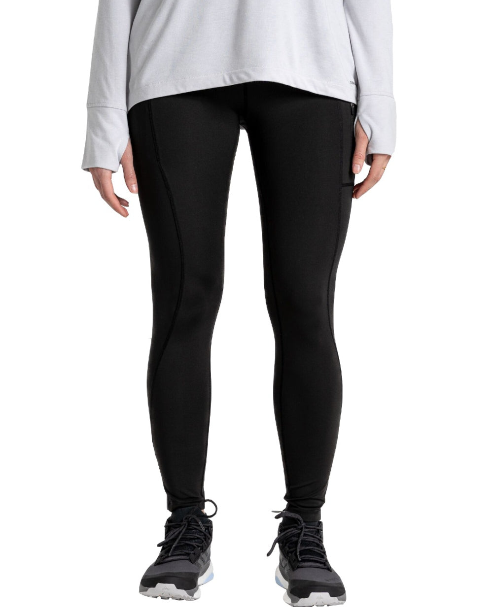 Black Coloured Craghoppers Womens Kiwi Pro Leggings On A White Background