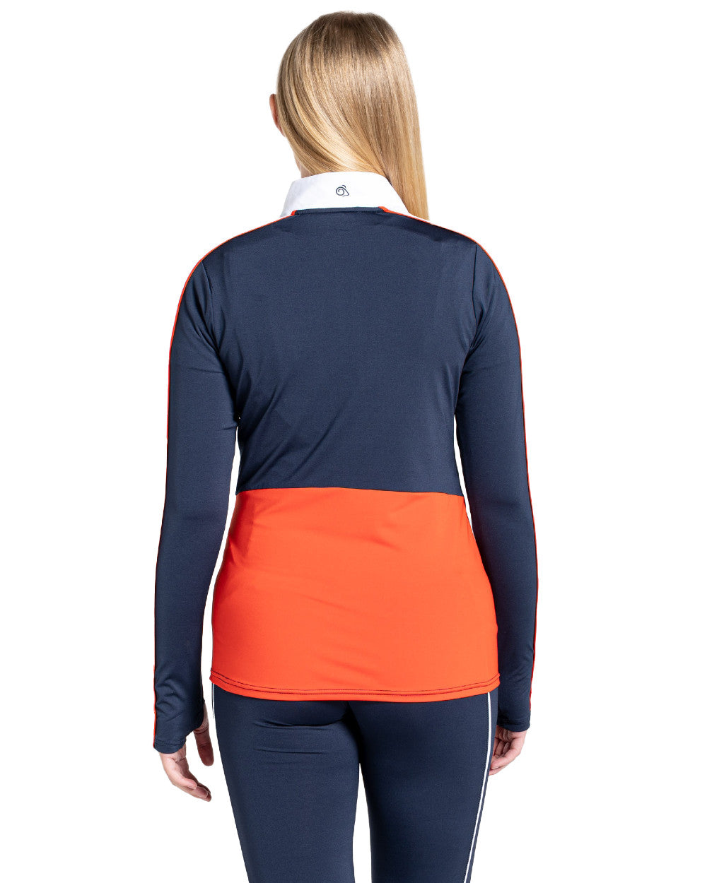 Blue Navy Coloured Craghoppers Womens NosiLife Marcella Long Sleeved Top On A White Background