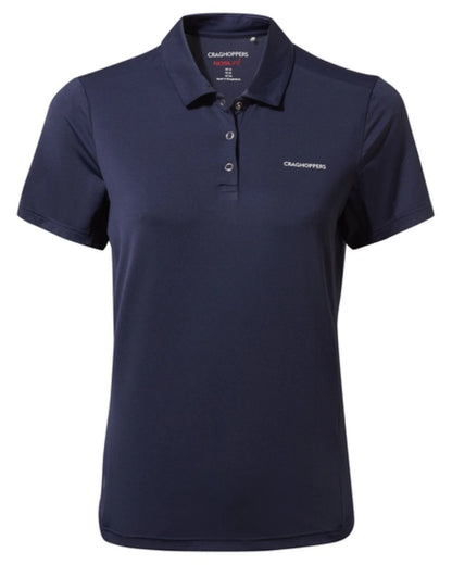 Blue Navy Coloured Craghoppers Womens NosiLife Pro Short Sleeved Polo On A White Background 