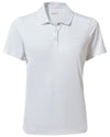 Optic White Coloured Craghoppers Womens NosiLife Pro Short Sleeved Polo On A White Background #colour_optic-white