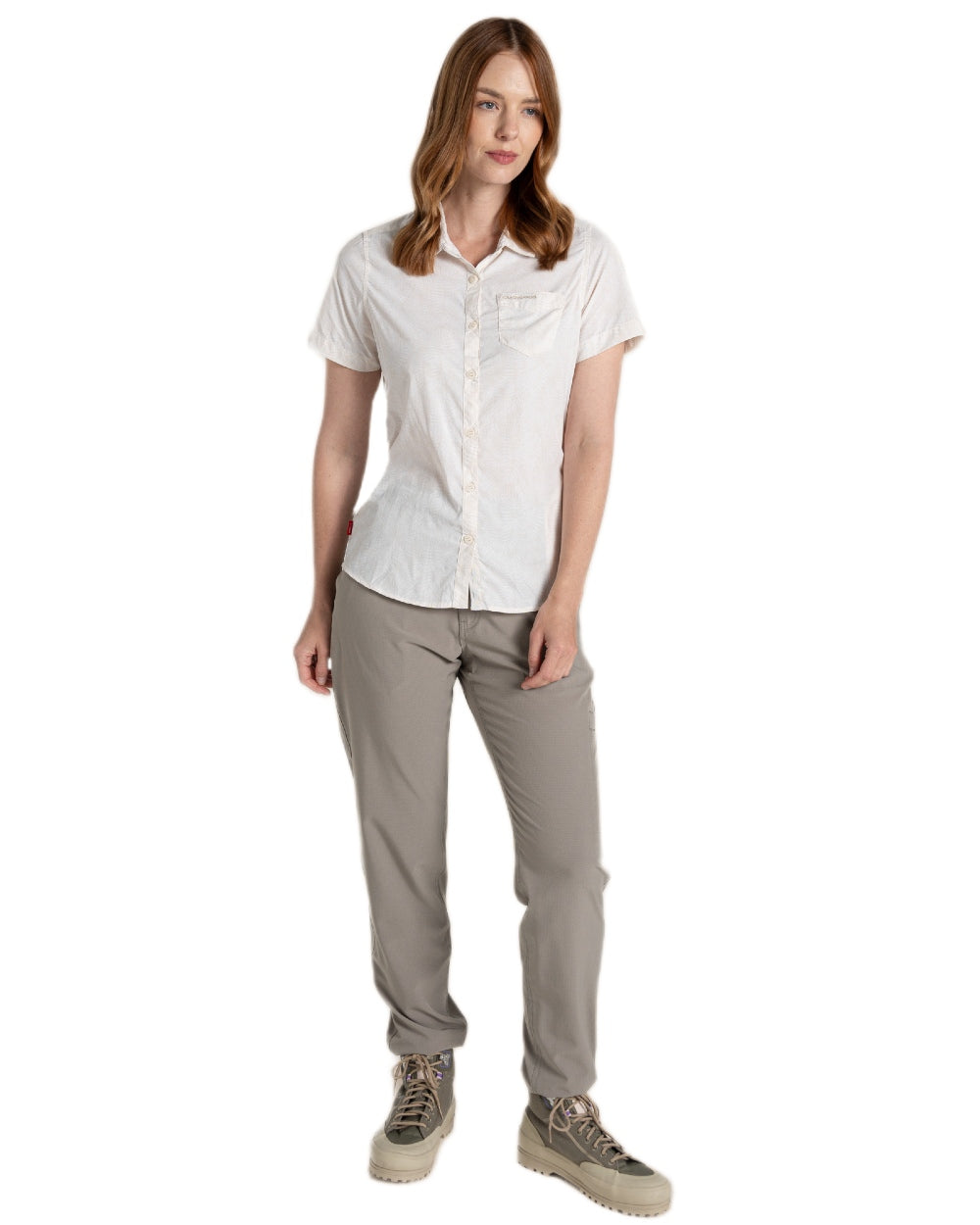 Seasalt Print Coloured Craghoppers Womens NosiLife Vanna Short Sleeved Shirt on White Background