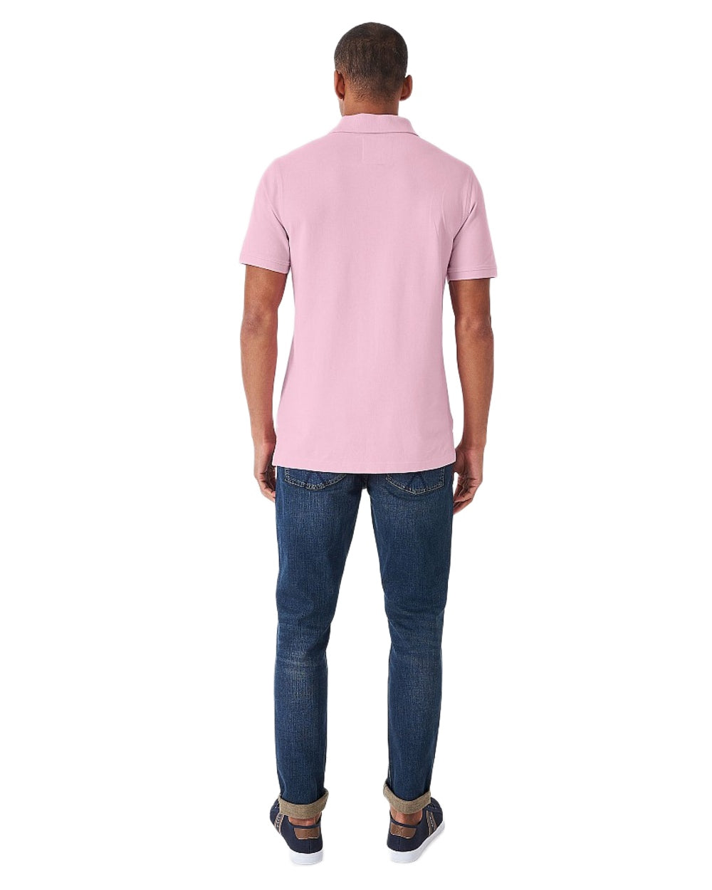 Heritage Classic Pink Coloured Crew Clothing Mens Classic Pique Polo Shirt on White Background