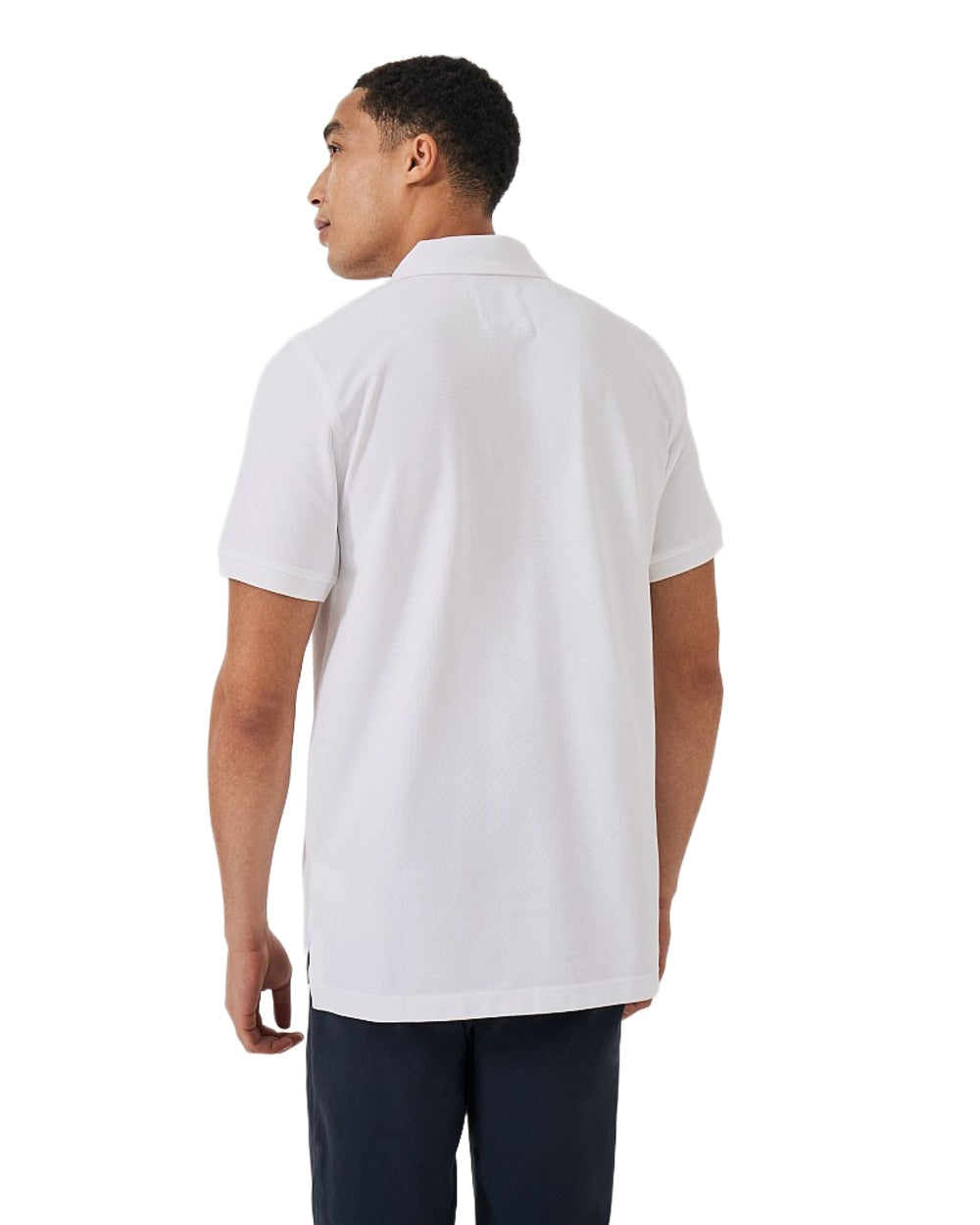 Heritage White Coloured Crew Clothing Mens Classic Pique Polo Shirt on White Background