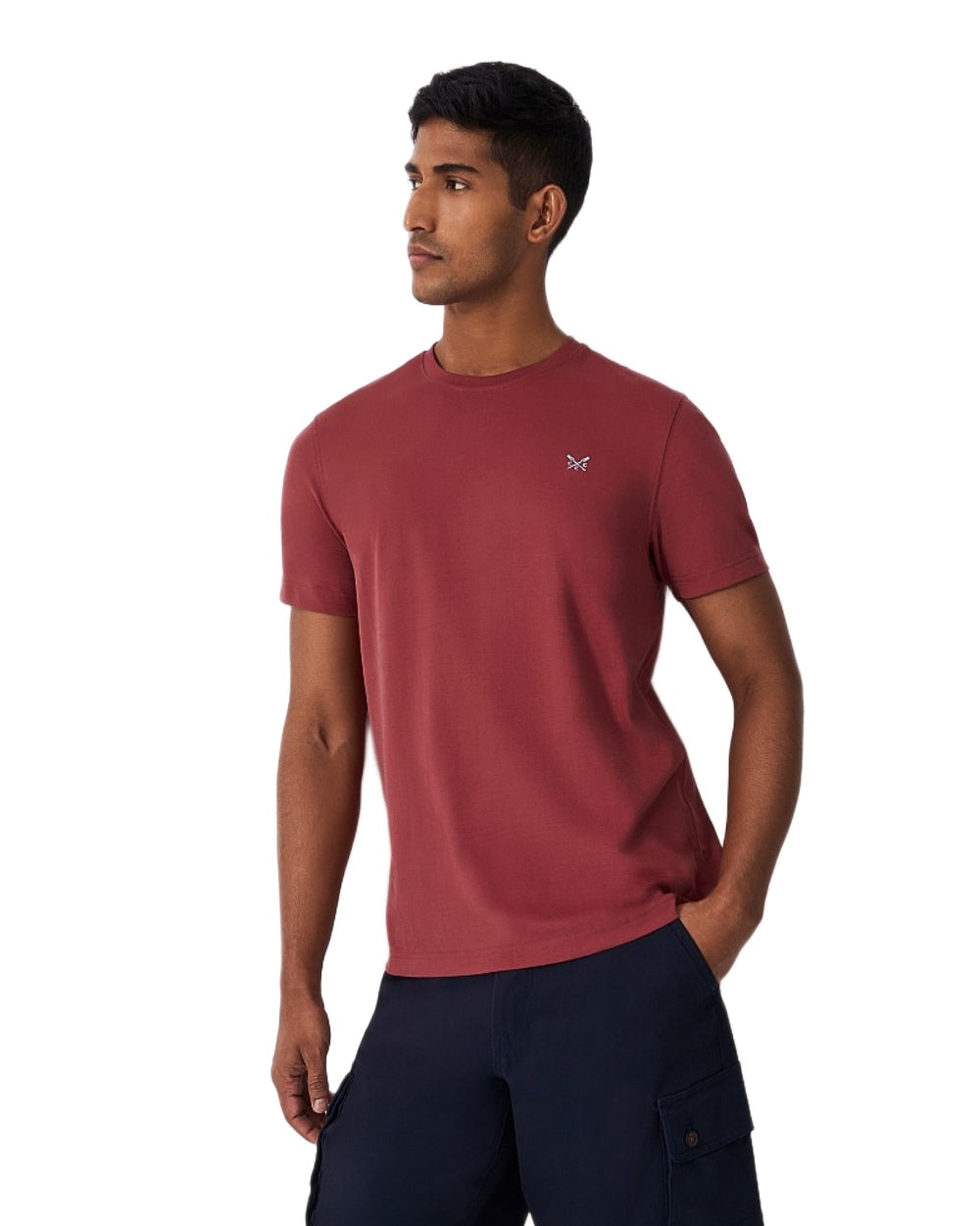 Brick Red Coloured Crew Clothing Mens Classic T-Shirt on White Background