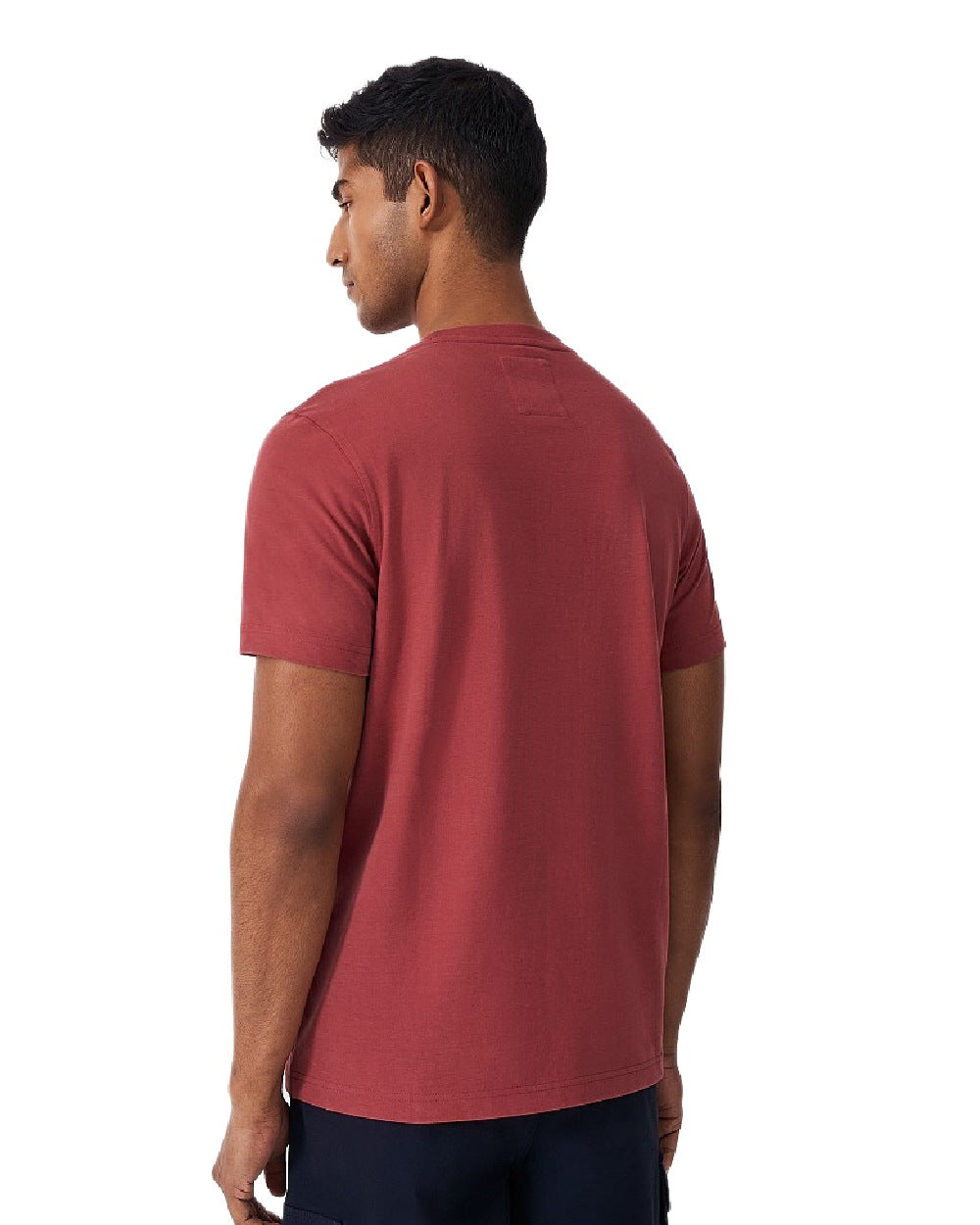 Brick Red Coloured Crew Clothing Mens Classic T-Shirt on White Background