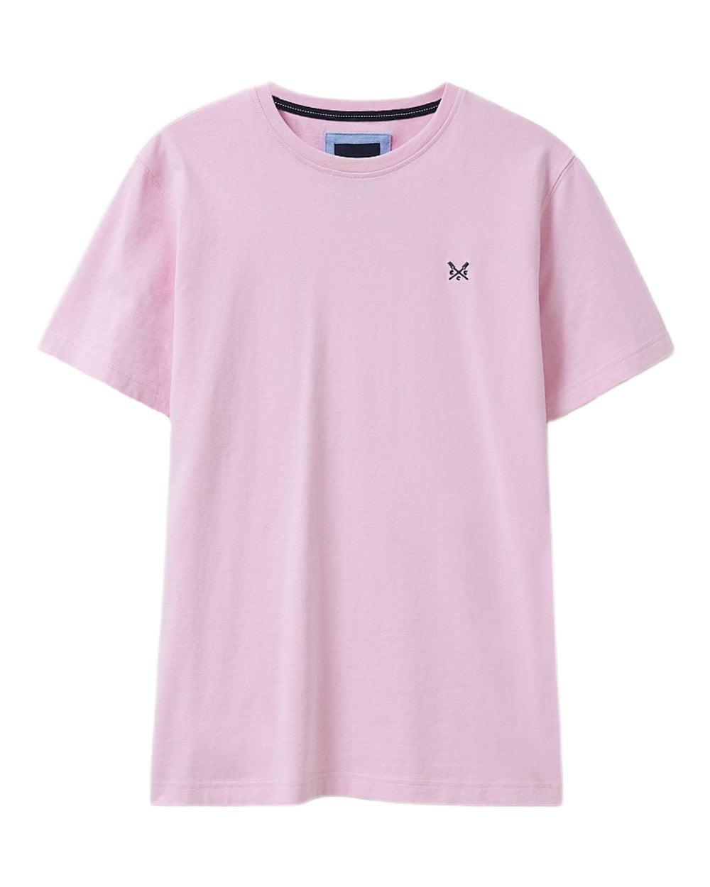 Classic Pink Coloured Crew Clothing Mens Classic T-Shirt on White Background