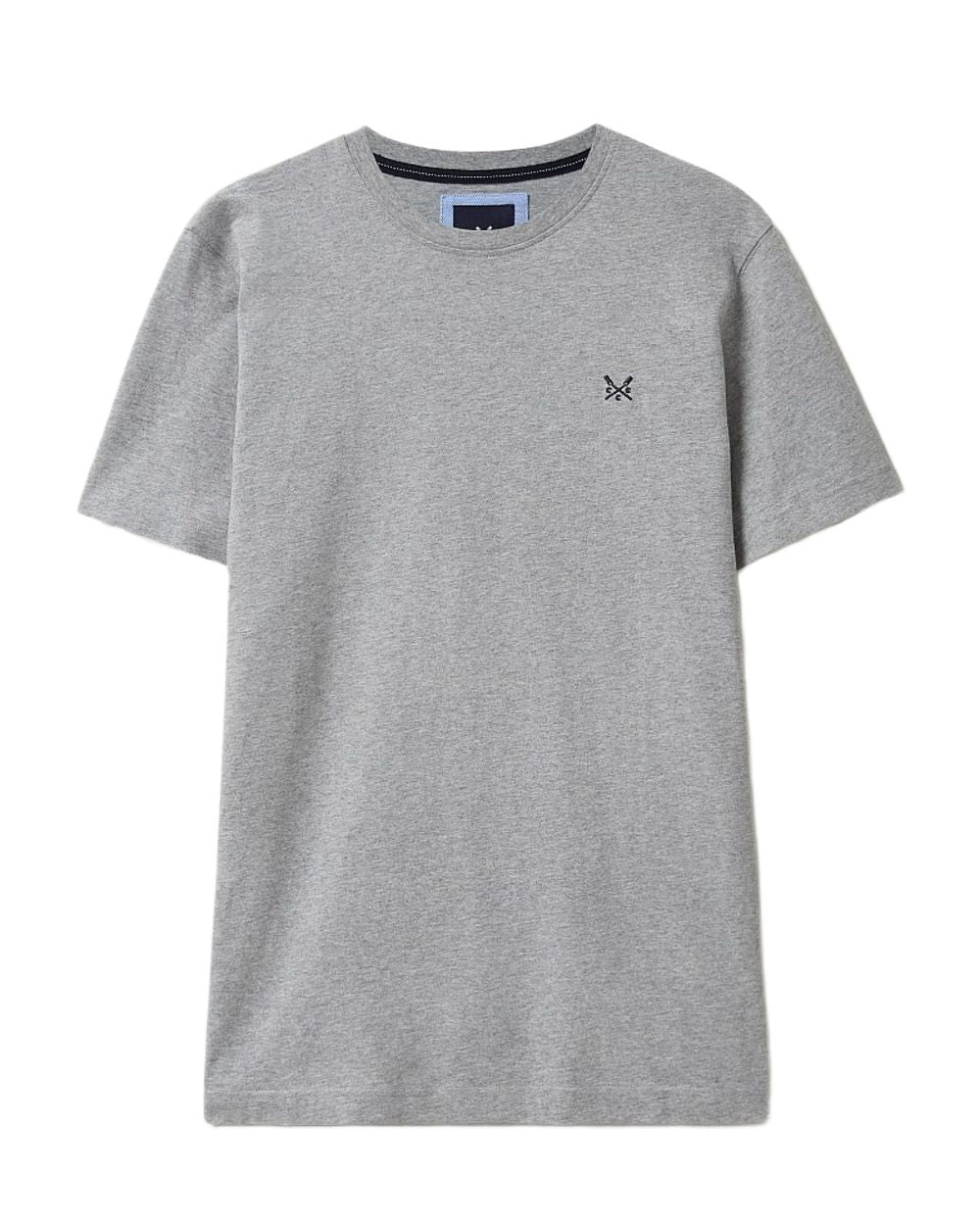 Grey Marl Coloured Crew Clothing Mens Classic T-Shirt on White Background