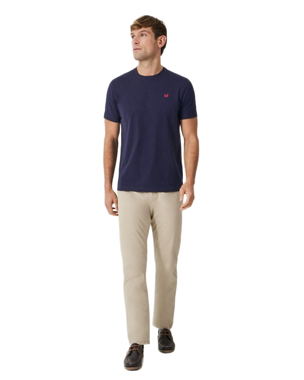 Heritage Dark Navy Coloured Crew Clothing Mens Classic T-Shirt on White Background