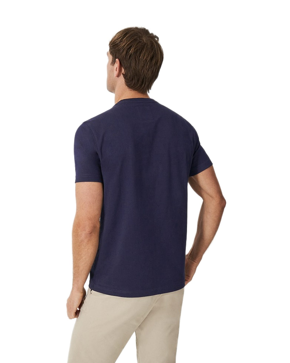 Heritage Dark Navy Coloured Crew Clothing Mens Classic T-Shirt on White Background