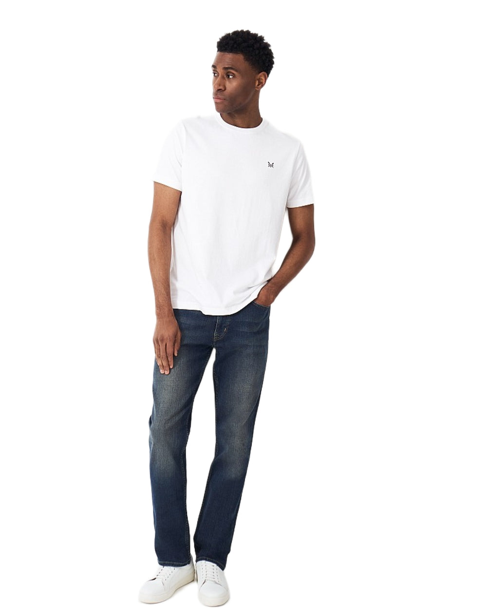 Heritage White Coloured Crew Clothing Mens Classic T-Shirt on White Background